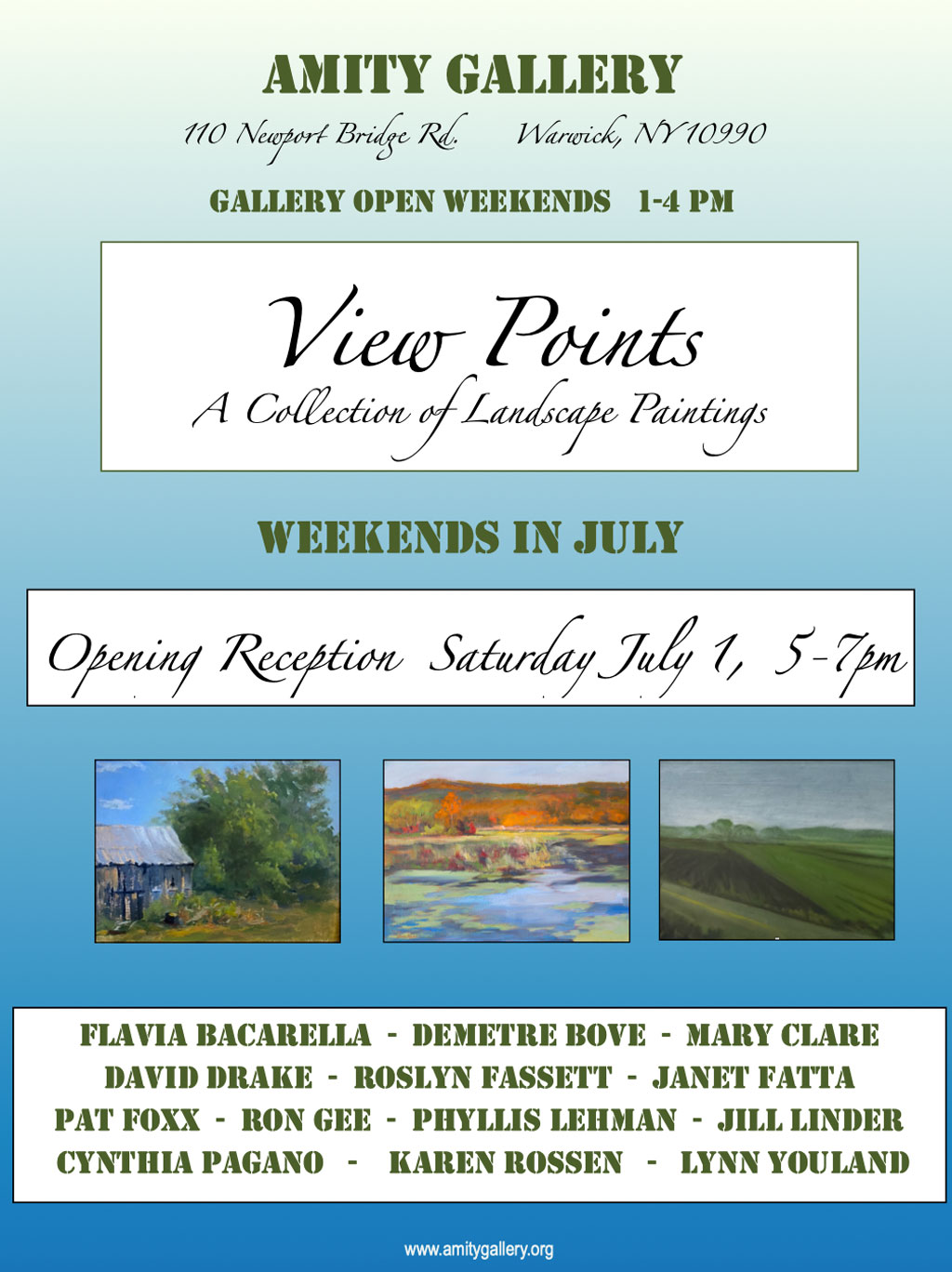 View Points - a collection of landscape paintings at the Amity Gallery in July
